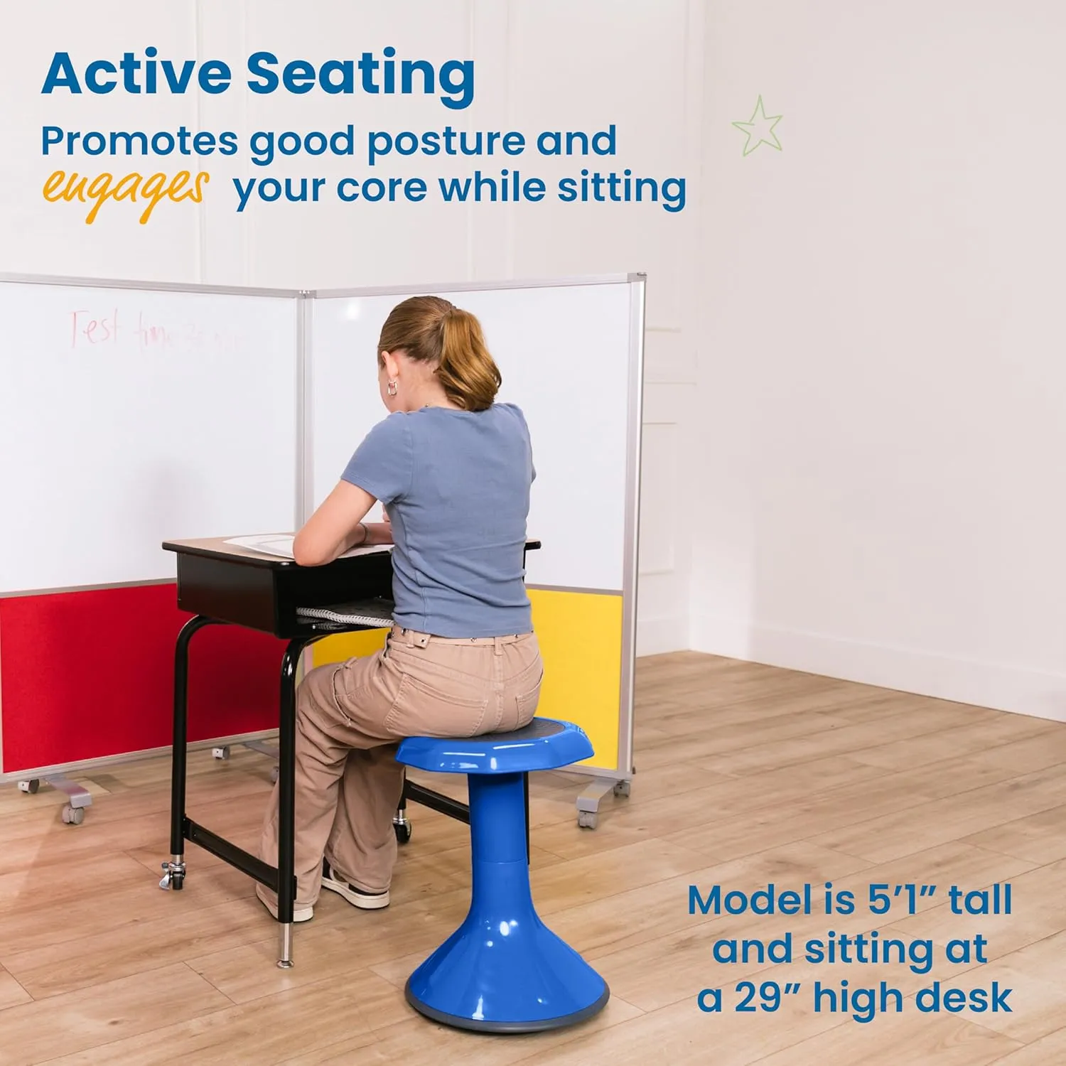 ECR4Kids ACE Active Core Engagement Wobble Stool, 18-Inch Seat Height, Flexible Seating, Blue