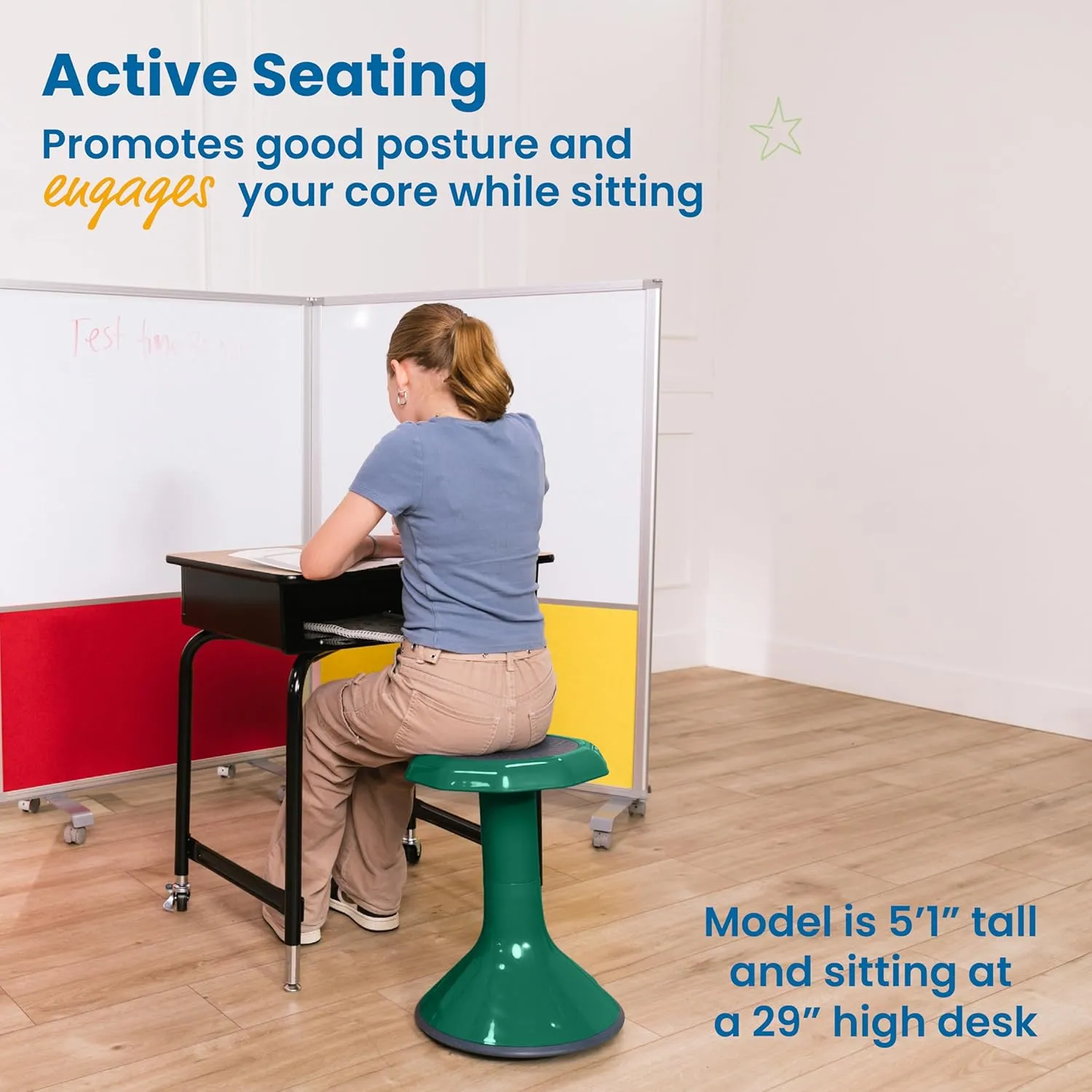 ECR4Kids ACE Active Core Engagement Wobble Stool, 18-Inch Seat Height, Flexible Seating, Green