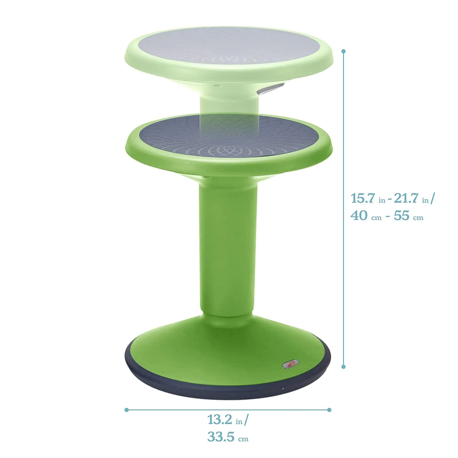 ECR4Kids SitWell Wobble Stool, Adjustable Height, Active Seating, Grassy Green