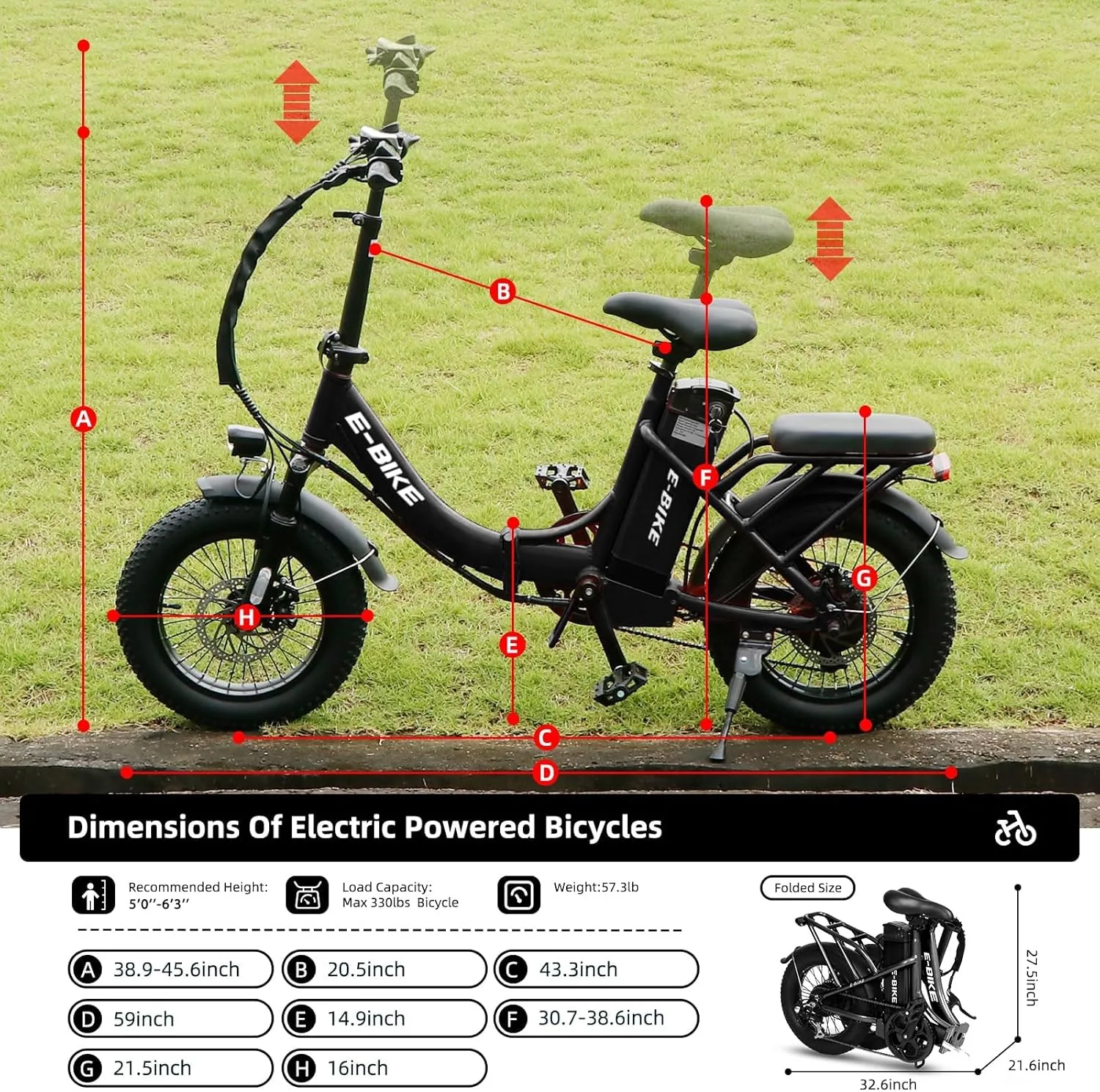 Electric Bike for Adults, 750W Long Range Foldable Ebike with One/Dual Removable Battery, 40-120 Mile/25-30MPH, 20"/16“ Fat Tire Electric Bicycle