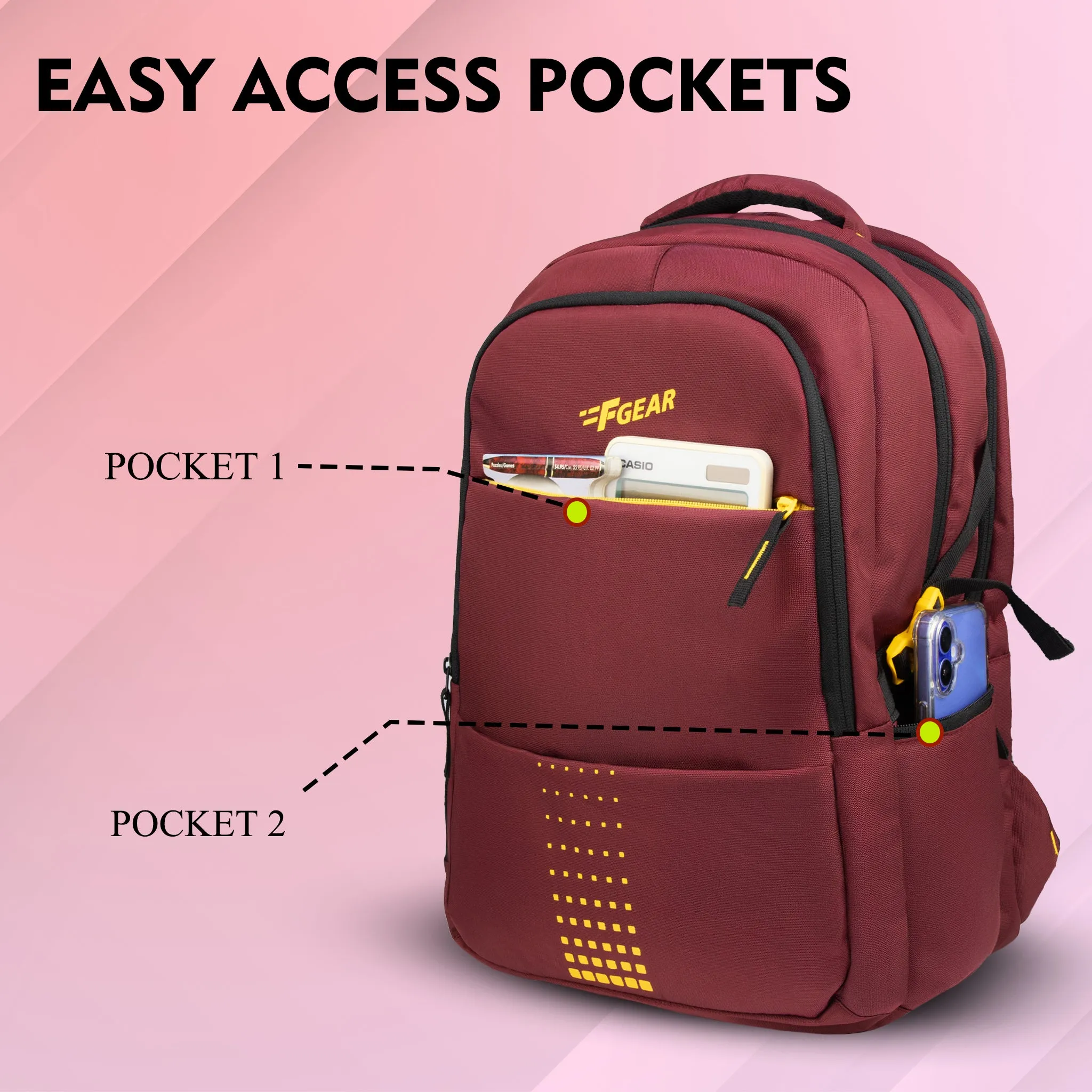 Ember 36L Maroon Backpack with Rain cover