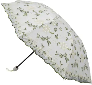 Embroidery Floral Lace Umbrella for Women/Girls, UV Umbrellas for Sun Protection,Folding Compact Umbrella,Portable Fancy Umbrella for Travel
