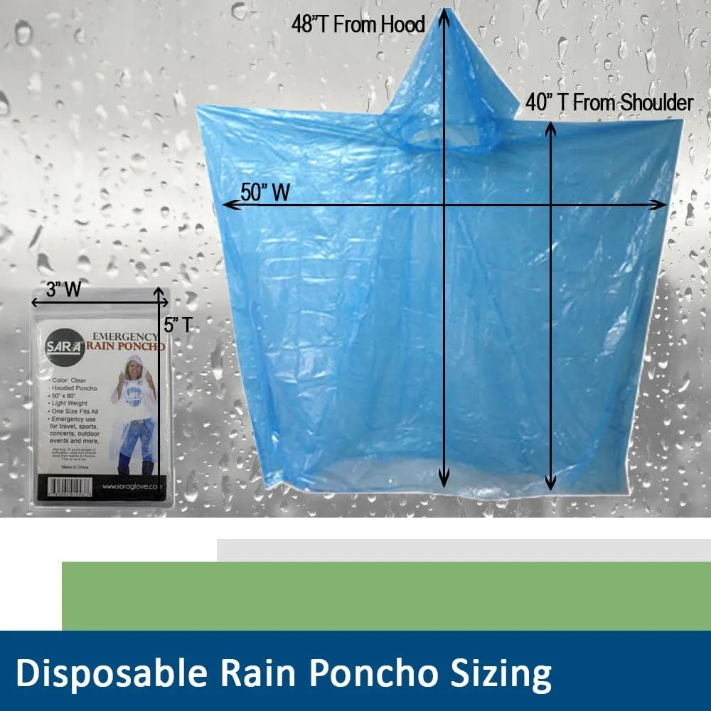 Emergency Disposable Rain Ponchos 8 Colors - (Sold in 5, 10, 30, or 200 Packs)