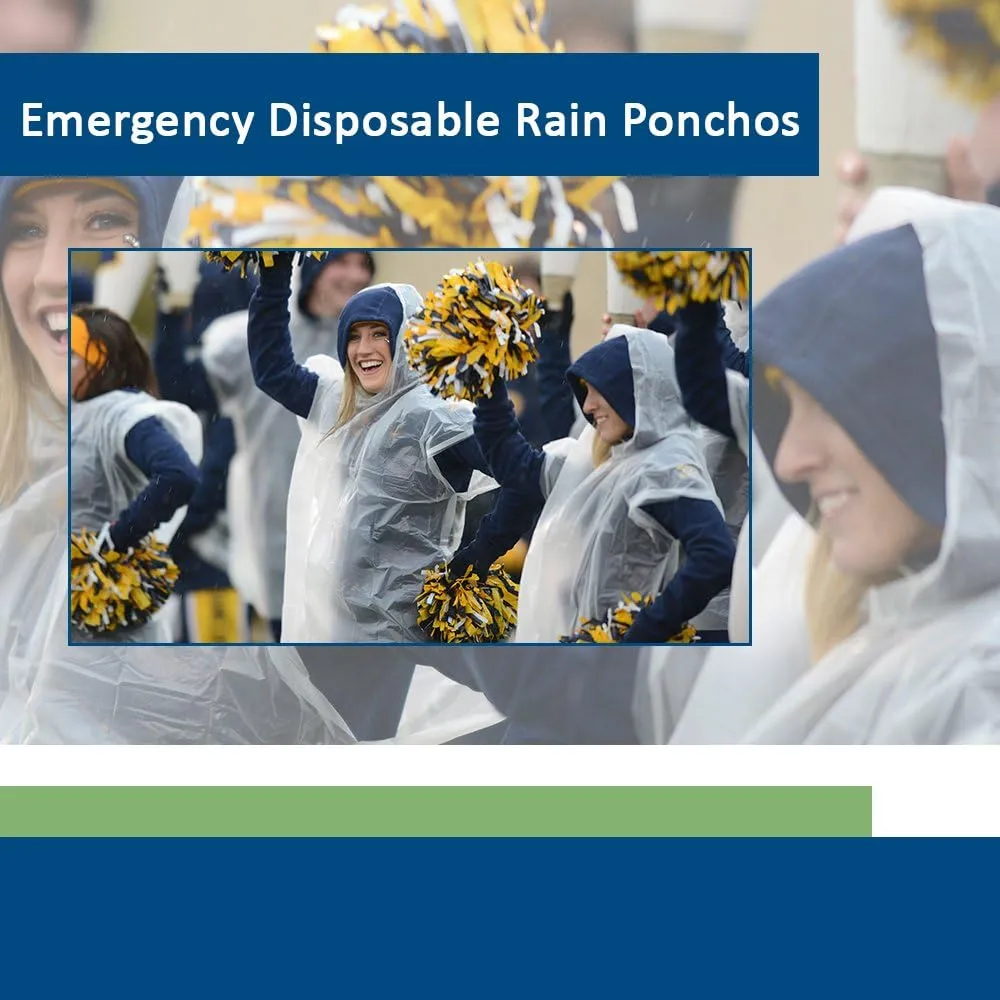 Emergency Disposable Rain Ponchos 8 Colors - (Sold in 5, 10, 30, or 200 Packs)
