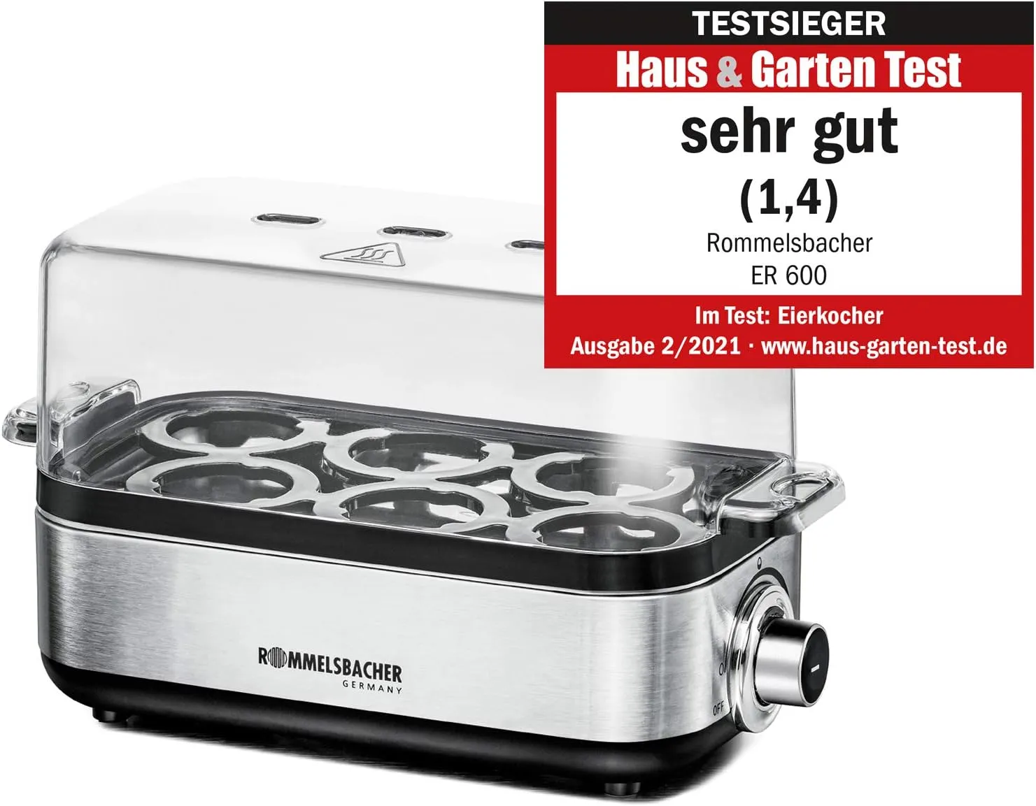 ER600 Egg Cooker, Stainless Steel Plastic, N.A