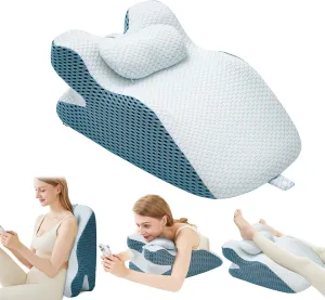Ergonomic Memory Foam Wedge Pillow, Reading Pillow Wedge Weight Limit Under 165 lbs, Prone Pillow with Adjustbale Support Pillow Zipper Cover for Female Reading Relaxing Back Pain Relief