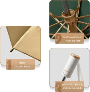 erised's bifrost Light Small Compact Travel Automatic Golden Folding Umbrella 8 Ribs,Auto Open Close Button,Portable,Ergonomic Handle,99 UV Protection,Rain Sun,Backpack,Women Men