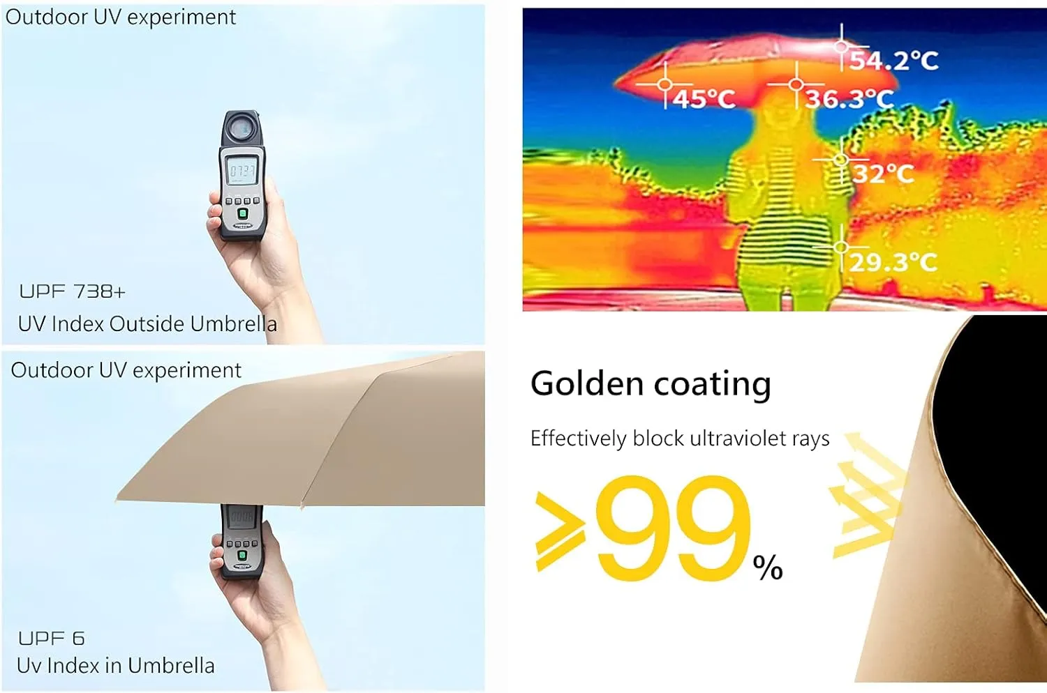 erised's bifrost Light Small Compact Travel Automatic Golden Folding Umbrella 8 Ribs,Auto Open Close Button,Portable,Ergonomic Handle,99 UV Protection,Rain Sun,Backpack,Women Men