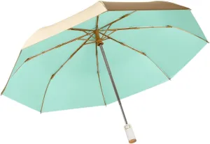erised's bifrost Light Small Compact Travel Automatic Golden Folding Umbrella 8 Ribs,Auto Open Close Button,Portable,Ergonomic Handle,99 UV Protection,Rain Sun,Backpack,Women Men