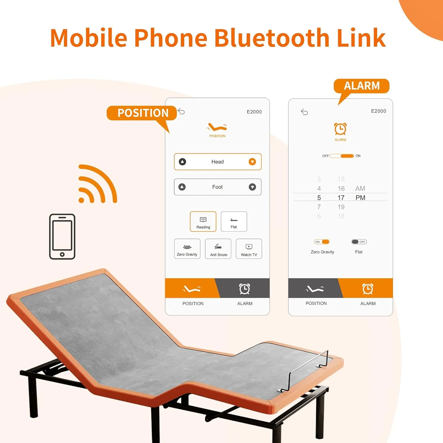 ESHINE Adjustable Bed with Mattress 2000 Series, Adjustable Bed Frame Split King   Memory Foam Hybrid 14" Mattress, 5 Minutes Installation, Head and Foot Incline