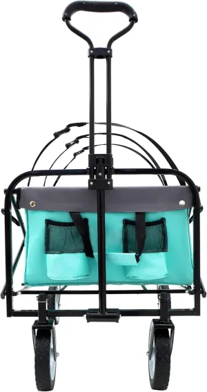 ESPIDOO 360lbs Foldable Wagon Cart: Heavy-Duty Utility Cart with Strapping System & 3-Pcs Plastic Liners for Camping, Shopping, Beach Outings - All-Terrain Wheels & Rust-Resistant Frame for Outdoor En