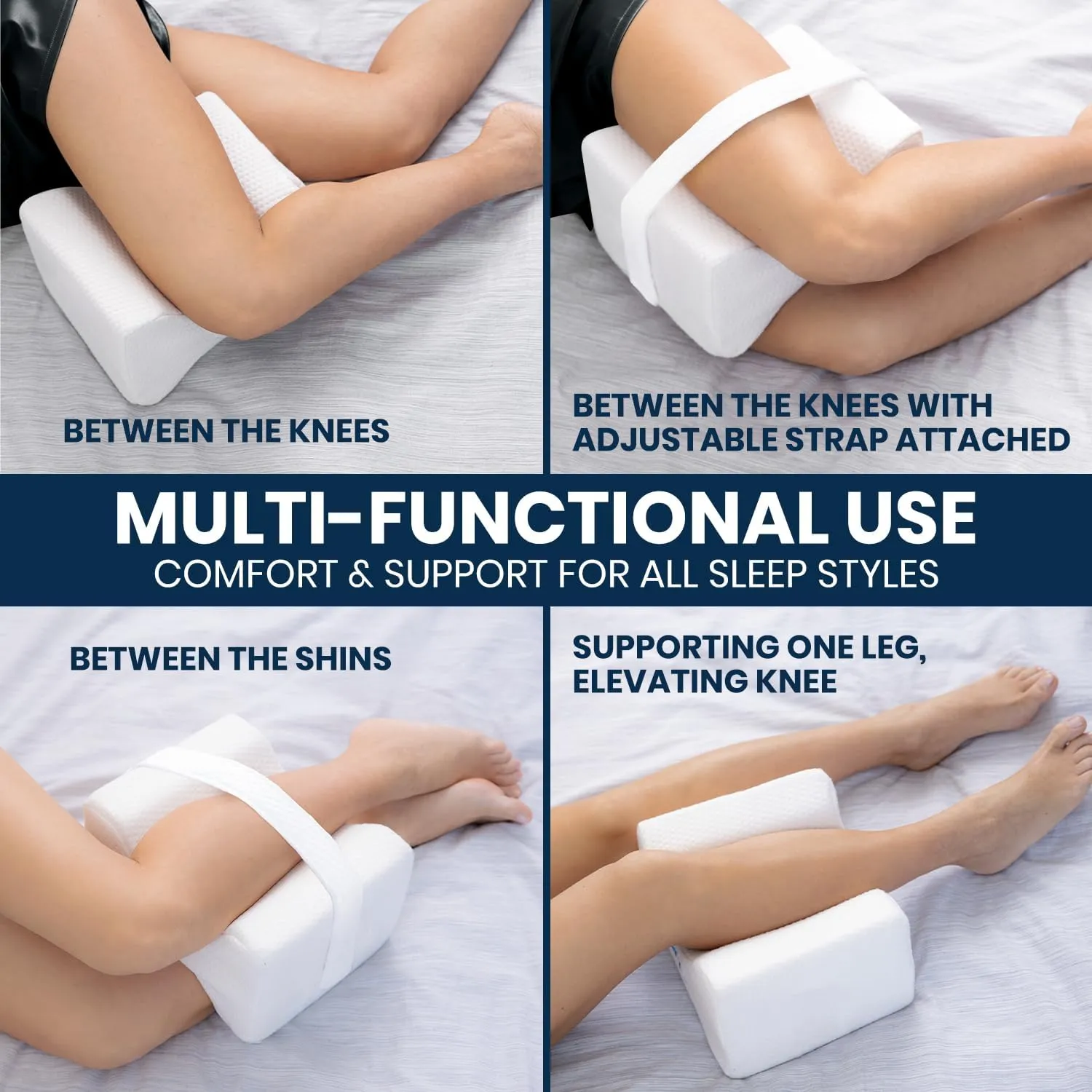 Everlasting Comfort Knee Pillow & Half Moon Pillow - Sleep Harmony Set for Pain Relief & Postural Support - Align Your Spine, Relieve Pressure, and Enhance Comfort