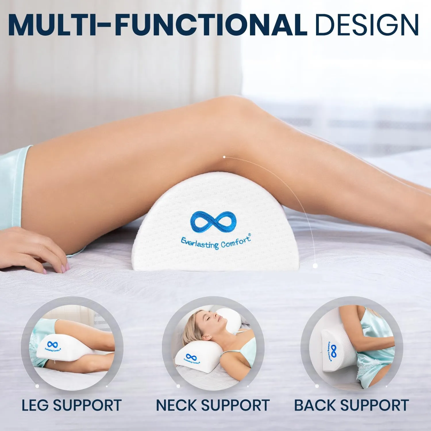 Everlasting Comfort Knee Pillow & Half Moon Pillow - Sleep Harmony Set for Pain Relief & Postural Support - Align Your Spine, Relieve Pressure, and Enhance Comfort