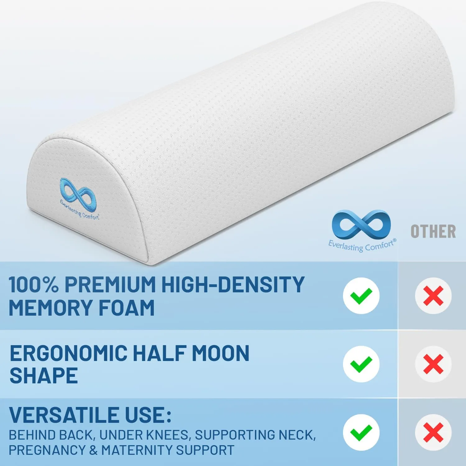 Everlasting Comfort Knee Pillow & Half Moon Pillow - Sleep Harmony Set for Pain Relief & Postural Support - Align Your Spine, Relieve Pressure, and Enhance Comfort