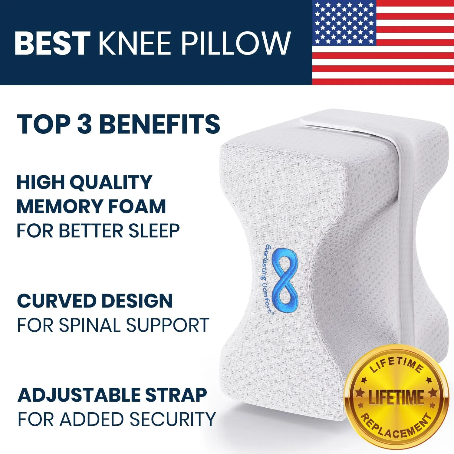 Everlasting Comfort Knee Pillow & Half Moon Pillow - Sleep Harmony Set for Pain Relief & Postural Support - Align Your Spine, Relieve Pressure, and Enhance Comfort
