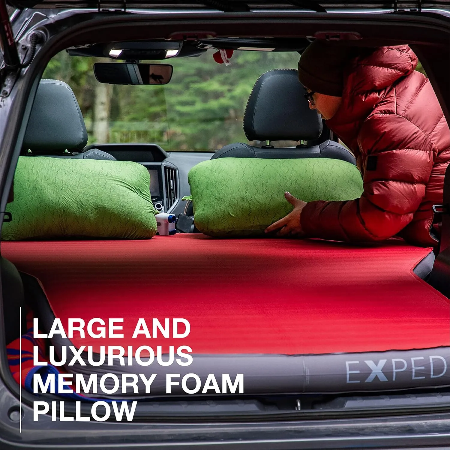 Exped Trailhead Pillow | Memory Foam Camping Pillow | Plush & Luxurious Camping Pillow | Large & Comfortable Travel Pillow, Lichen Forest Print, One Size