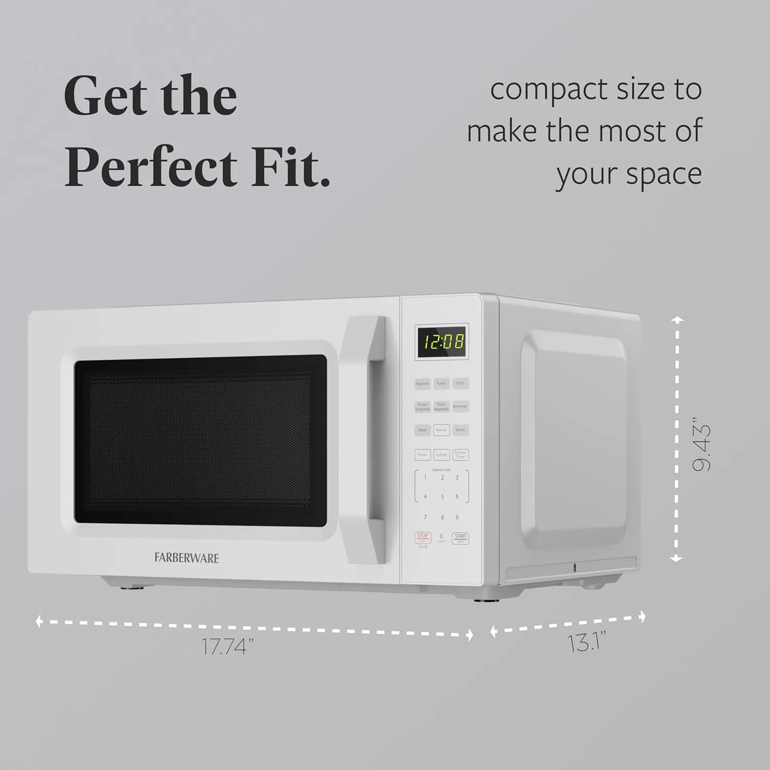 Farberware Countertop Microwave Oven 700W, 0.7 Cu. Ft. Capacity, Compact Design with Turntable, Digital Display & Auto-Cook Functions, White