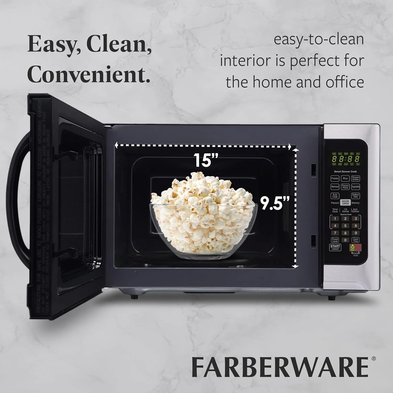 Farberware Countertop Microwave Oven with Sensor Cooking, 1.2 cu. Ft, Stainless Steel
