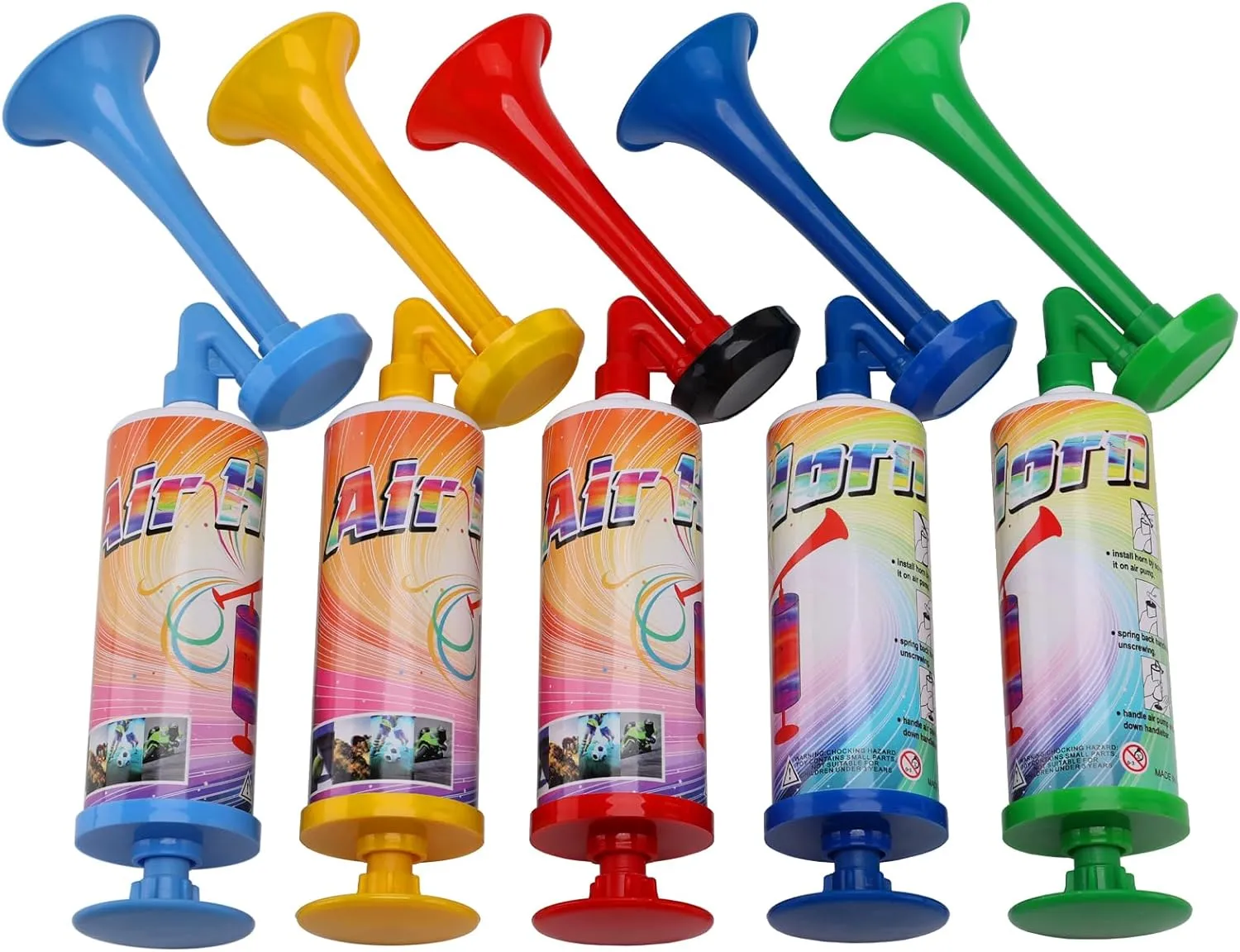 FARBIN Mini Air Horn Hand Pumps Kids Noisemakers Toys Gift, Loud Noise Maker Non-Toxic Party Horns for Children, Hand-held Air Horn for Sporting Events Contest and Parties (Mini handheld horn 5pcs)