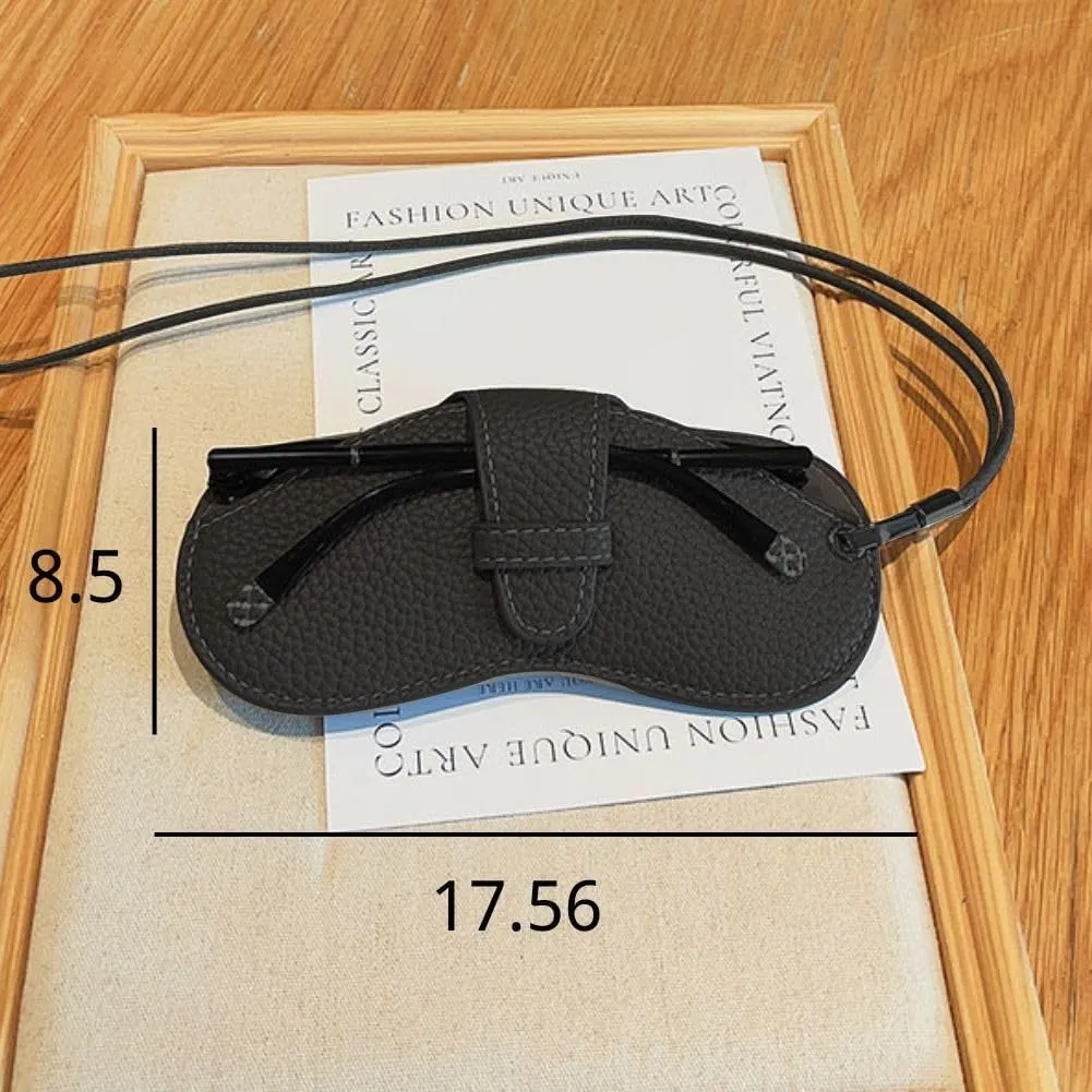 FASHIXD Glasses Case Portable Travel Sunglass Case with Lanyard Eyeglass Pouch Bag Sunglass Holder for Purse For Women Men (Classic-Black)