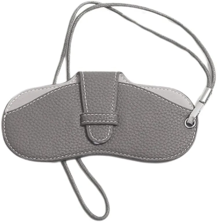 FASHIXD Glasses Case Portable Travel Sunglass Case with Lanyard Eyeglass Pouch Bag Sunglass Holder for Purse For Women Men (Classic-Grey)