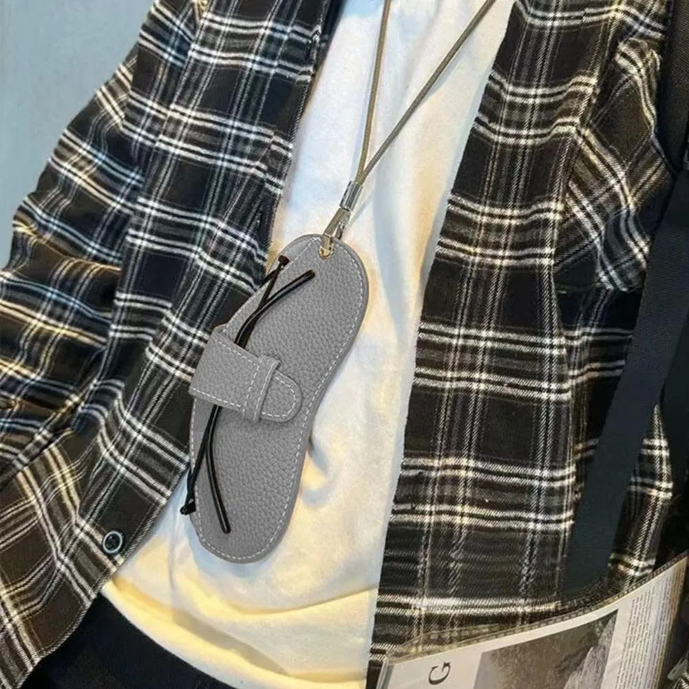 FASHIXD Glasses Case Portable Travel Sunglass Case with Lanyard Eyeglass Pouch Bag Sunglass Holder for Purse For Women Men (Classic-Grey)