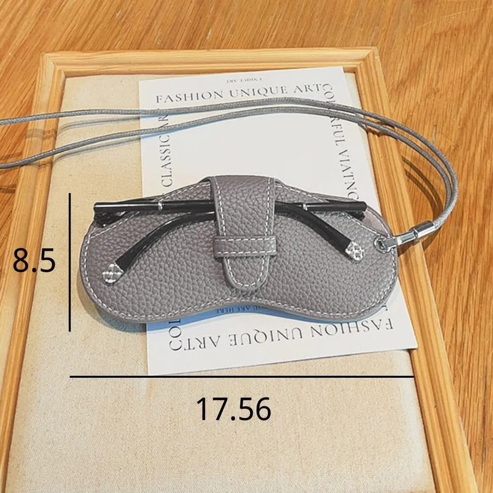 FASHIXD Glasses Case Portable Travel Sunglass Case with Lanyard Eyeglass Pouch Bag Sunglass Holder for Purse For Women Men (Classic-Grey)