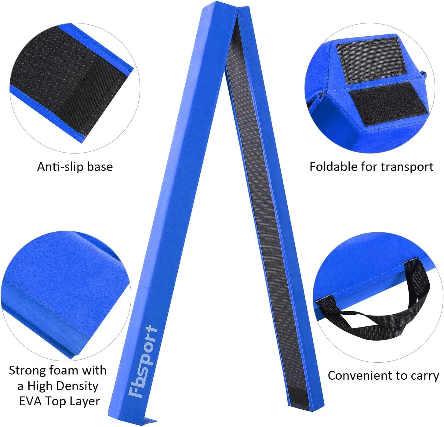 FBSPORT 8ft Balance Beam: Folding Floor Gymnastics Equipment for Kids Adults,Non Slip Rubber Base, Gymnastics Beam for Training, Practice, Physical Therapy and Professional Home Training