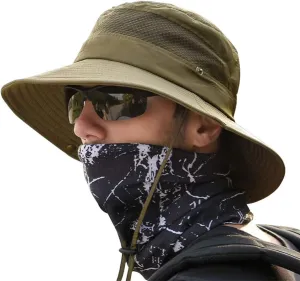FEOYA Sun Hat Safari Cap with UPF 50  Sun Protection Wide Brim Hat for Hiking Camping Gardening Fishing