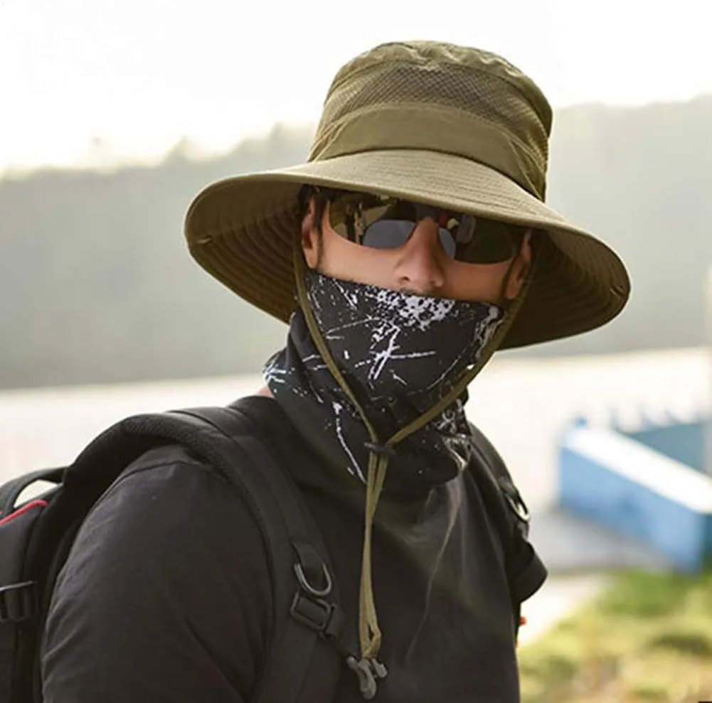 FEOYA Sun Hat Safari Cap with UPF 50  Sun Protection Wide Brim Hat for Hiking Camping Gardening Fishing