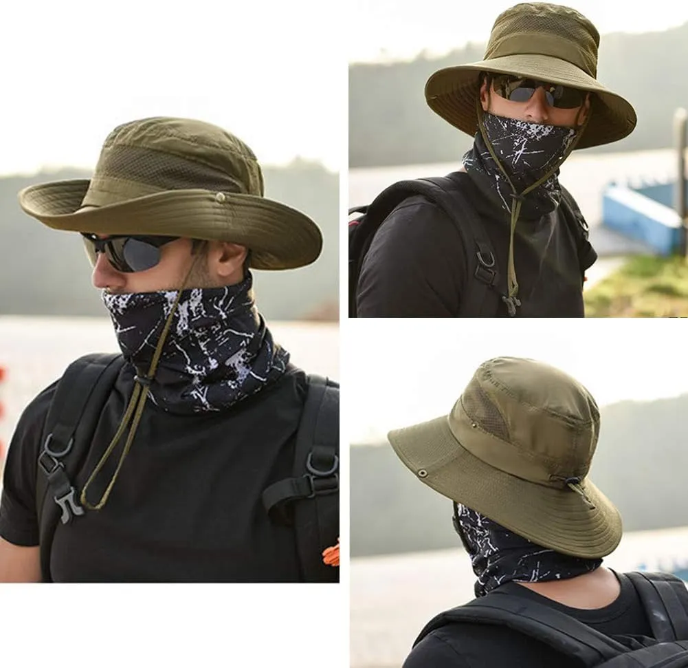 FEOYA Sun Hat Safari Cap with UPF 50  Sun Protection Wide Brim Hat for Hiking Camping Gardening Fishing