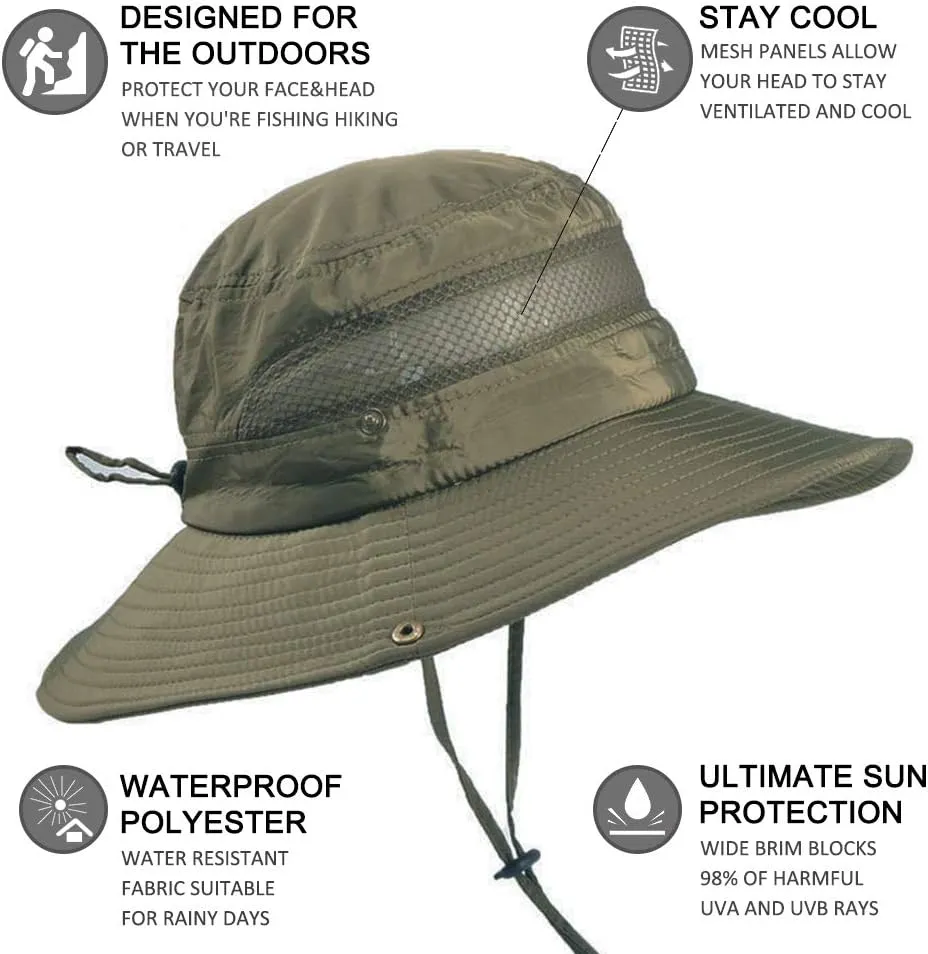 FEOYA Sun Hat Safari Cap with UPF 50  Sun Protection Wide Brim Hat for Hiking Camping Gardening Fishing