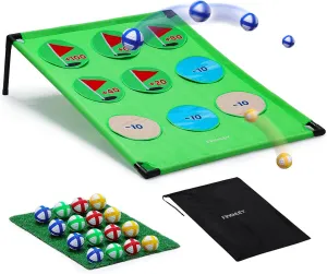 Finchley Chipping Game Set | 16 Balls, 9-Hole Target Board, Putting Mat & Bag | Casual Home Golf Game for Golfers | Golf Gifts for Men & Women