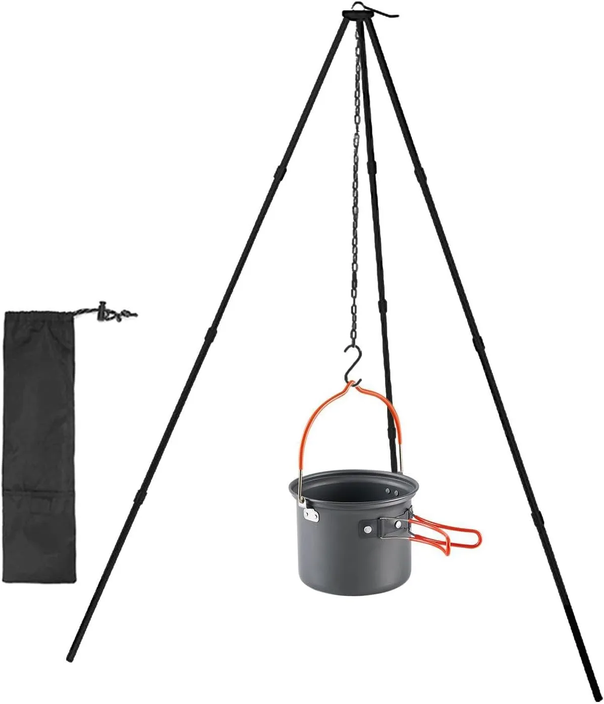 Fire Camp Tripod Stand Cooking Tripod Stand Cooking Tripod Stand Cooking Tripod | Adjustable Hanging Chain for Cooking Around Campfire, Aluminum Alloy