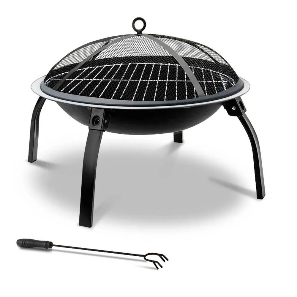 Fire Pit BBQ Charcoal Smoker Portable Outdoor Camping Pits Patio Fireplace 22Inch
