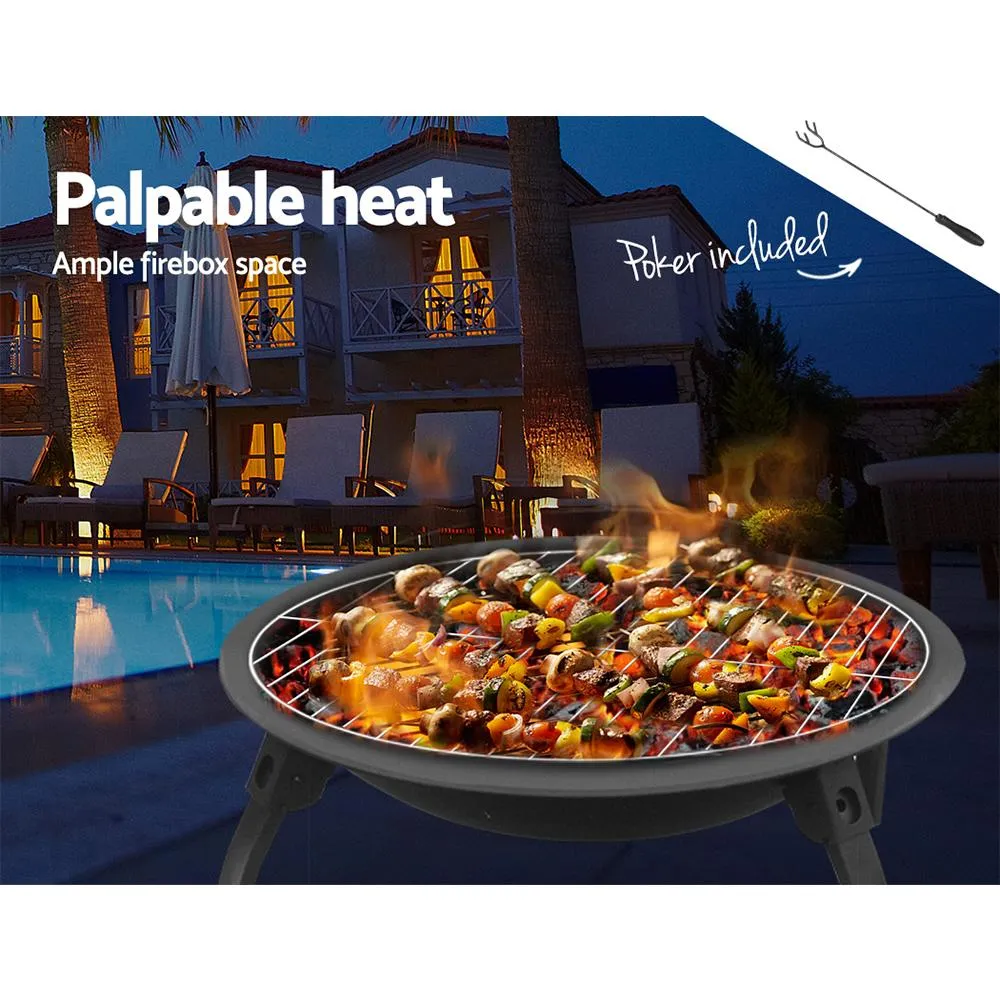 Fire Pit BBQ Charcoal Smoker Portable Outdoor Camping Pits Patio Fireplace 22Inch