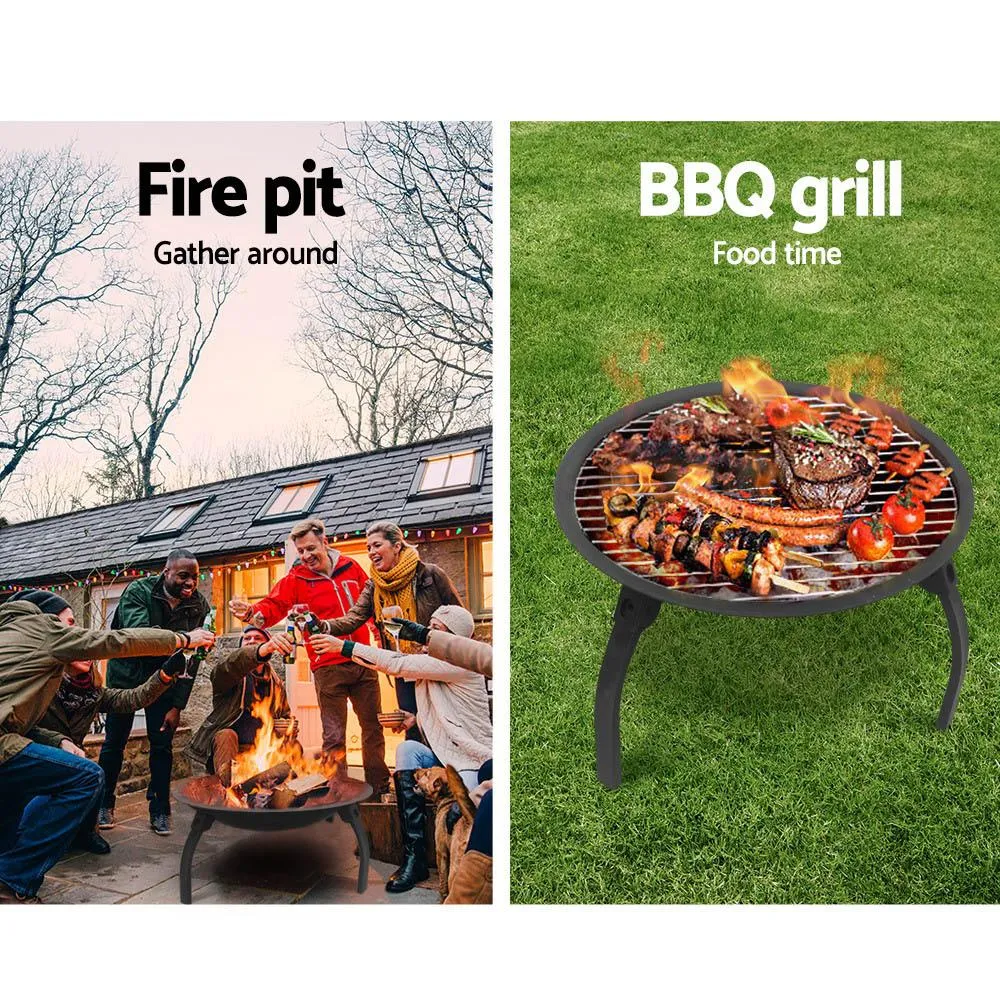 Fire Pit BBQ Charcoal Smoker Portable Outdoor Camping Pits Patio Fireplace 22Inch