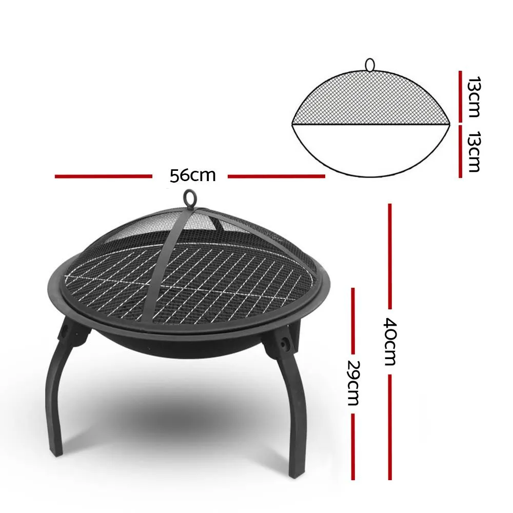Fire Pit BBQ Charcoal Smoker Portable Outdoor Camping Pits Patio Fireplace 22Inch