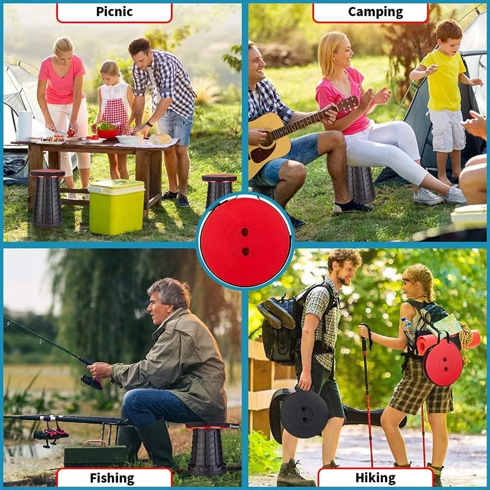 Fishboy Upgraded Collapsible Stool, 400lbs Max Weight, Lightweight But Sturdy, Portable Retractable Folding Telescoping Foldable Camping Stool for Adults Outdoor Fishing Hiking Gardening Travel BBQ