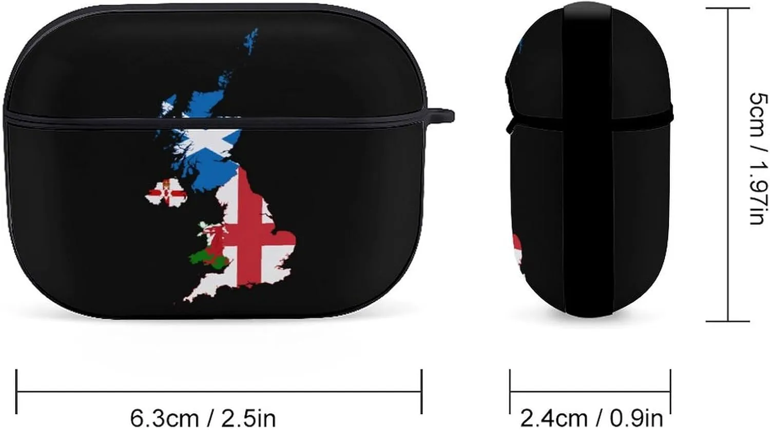 Flag Map of The United Kingdom Cute Protective Case Compatible with AirPods Pro Bluetooth Headphone Cover with Keychain