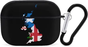 Flag Map of The United Kingdom Cute Protective Case Compatible with AirPods Pro Bluetooth Headphone Cover with Keychain
