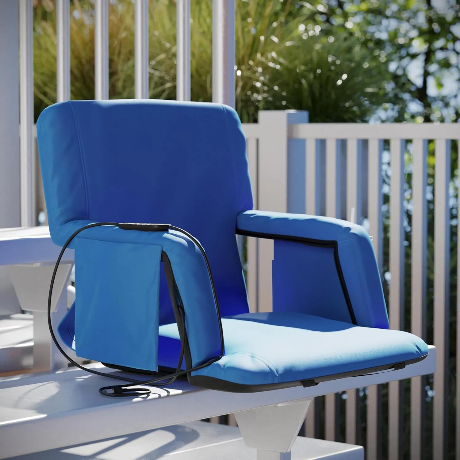 Flash Furniture Malta Stadium Seat with Heated Back and Seat, 6 Recline Positions, Portable Chair with Backpack Straps, USB Battery Pack Not Included, Blue
