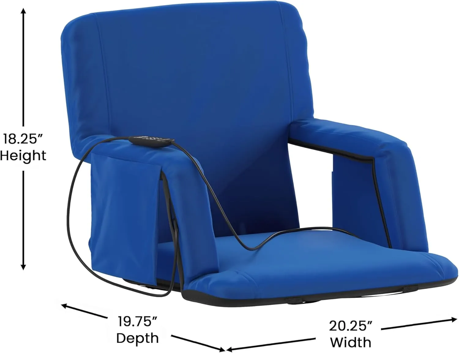 Flash Furniture Malta Stadium Seat with Heated Back and Seat, 6 Recline Positions, Portable Chair with Backpack Straps, USB Battery Pack Not Included, Blue