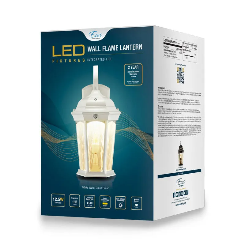 Flickering Flame Lantern, 12.5 Watt, 1200 Lumens, 3000K, Dusk-to-Dawn   Motion Sensor, 120V