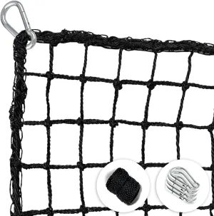 FLYTE Baseball Net for Batting - Heavy Duty Nylon Pitching Net with 4 Carabiners - Batting Net Can be Used as Soccer Net, Golf Net, Lacrosse Net, Hockey Net, Tennis Net, Black