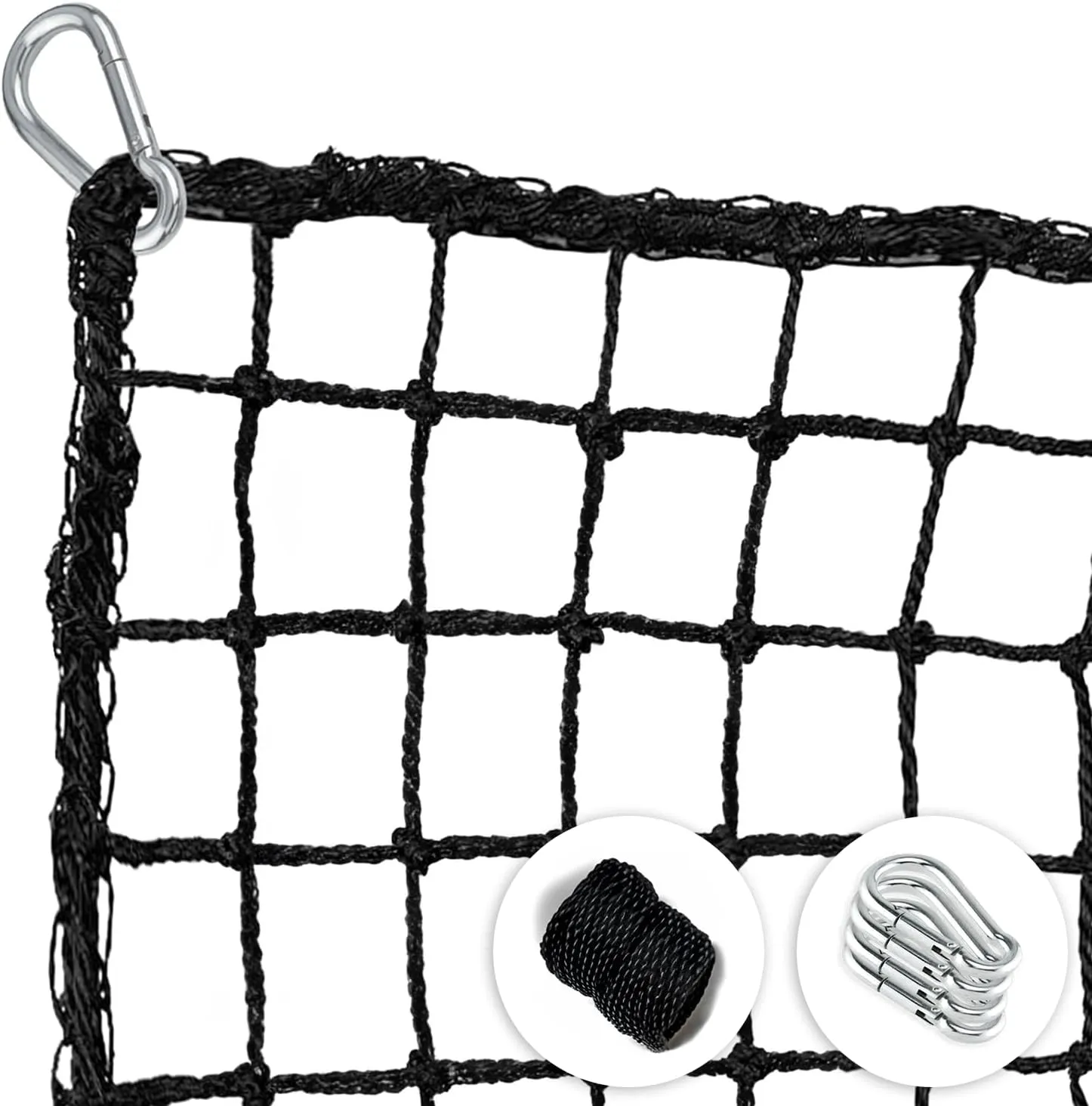 FLYTE Baseball Net for Batting - Heavy Duty Nylon Pitching Net with 4 Carabiners - Batting Net Can be Used as Soccer Net, Golf Net, Lacrosse Net, Hockey Net, Tennis Net, Black