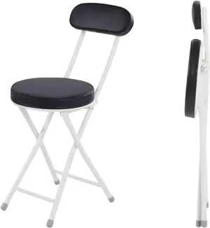 Foldable - 2 Pieces, Portable Dining air, Foldable Stool with PU Leather Backrest for Outdoor Camping Kiten Shop Cafe