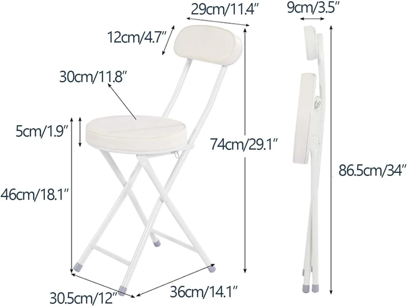 Foldable - 2 Pieces, Portable Dining air, Foldable Stool with PU Leather Backrest for Outdoor Camping Kiten Shop Cafe