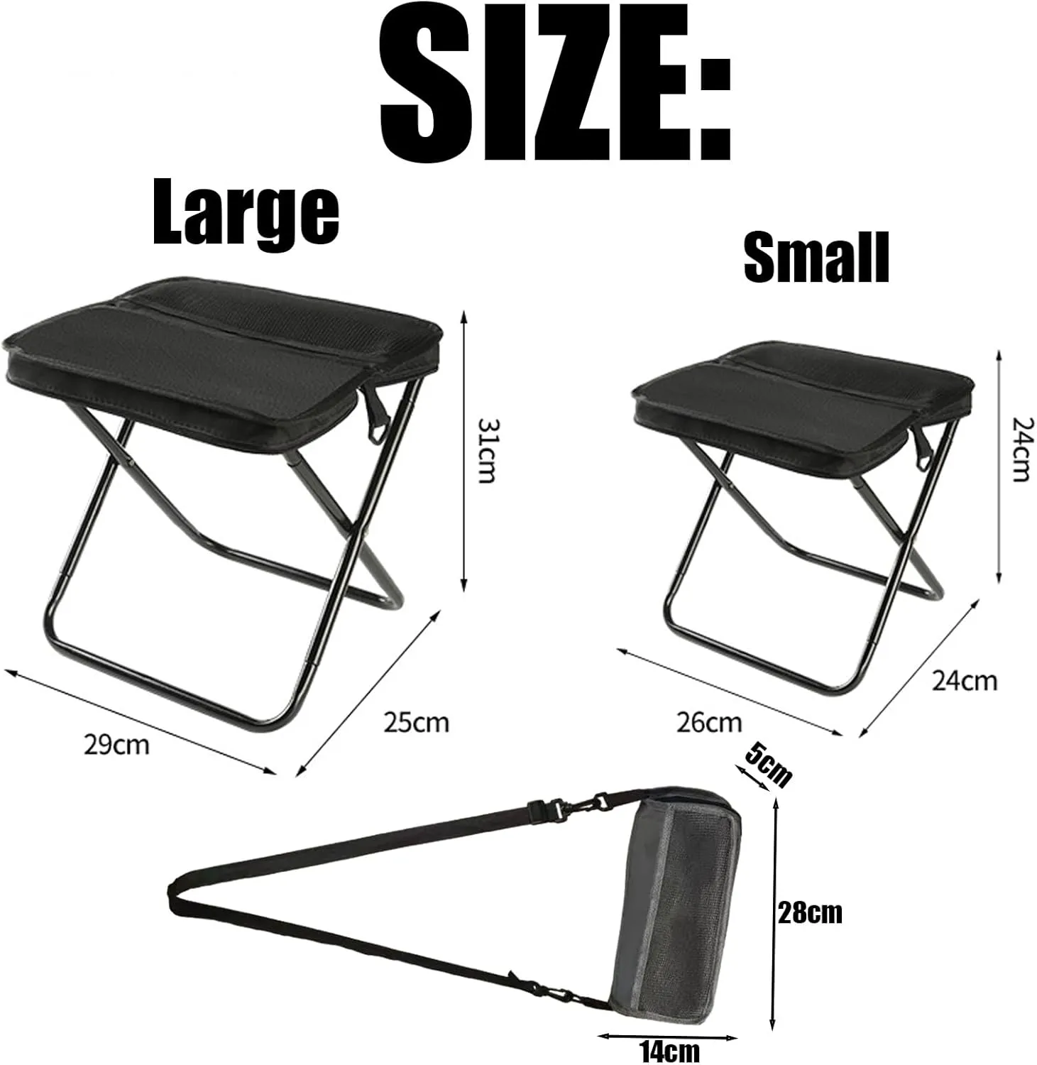 Foldable Backpack Stool, Portable Folding Camping Stool with Carry Bag, Portable Seats for Mountaineering and Hiking, Foldable Chair with Carrying Bag (Green, Large)