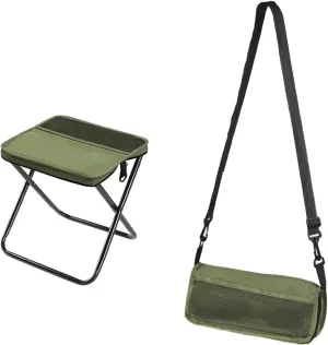 Foldable Backpack Stool, Ultra Lightweight Camping Stool with Adjustable Shoulder Strap, Compact Collapsible Footstool Seat for Outdoor, Fishing & Picnic (Green,S)